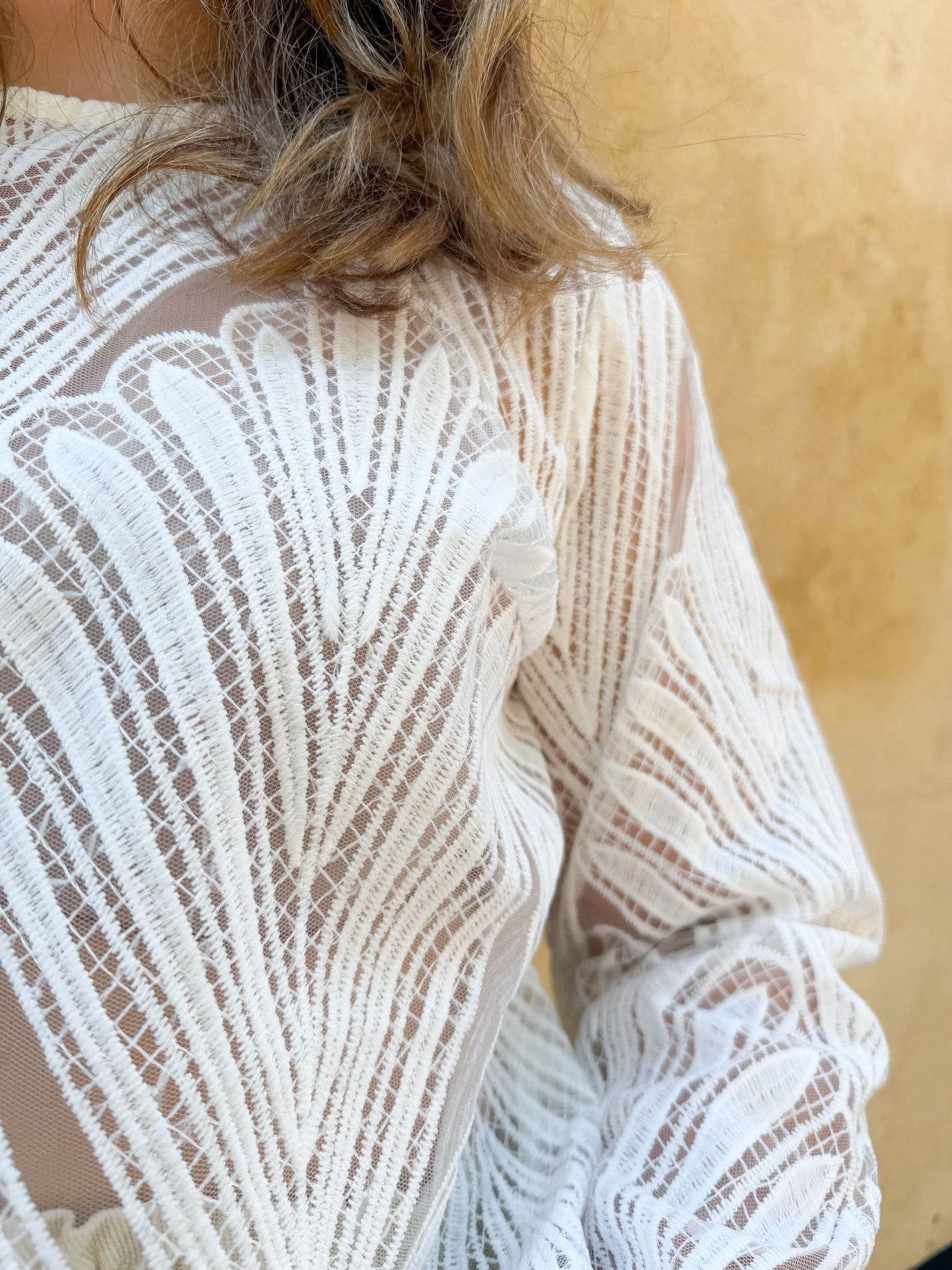 Blouse ajourée dentelle blanche - Octavie