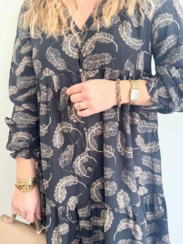 Robe noire feuillage fluide