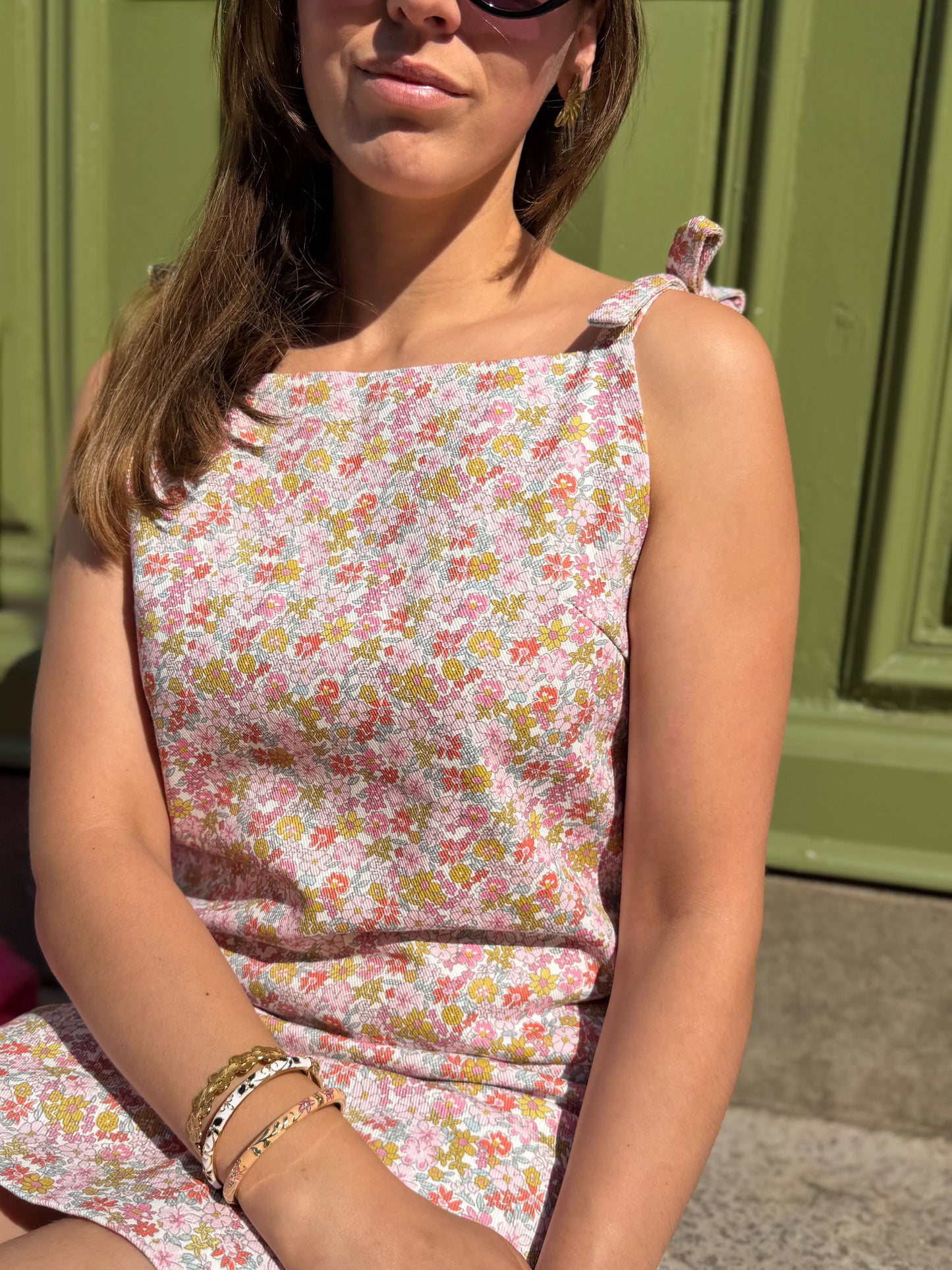 Robe jean fleurie