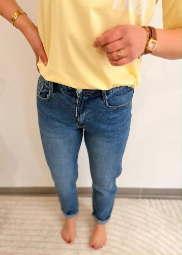 Jean mom denim foncé