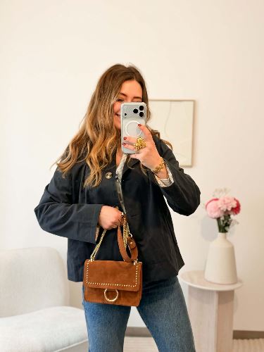 Sac en daim clouté - Marron