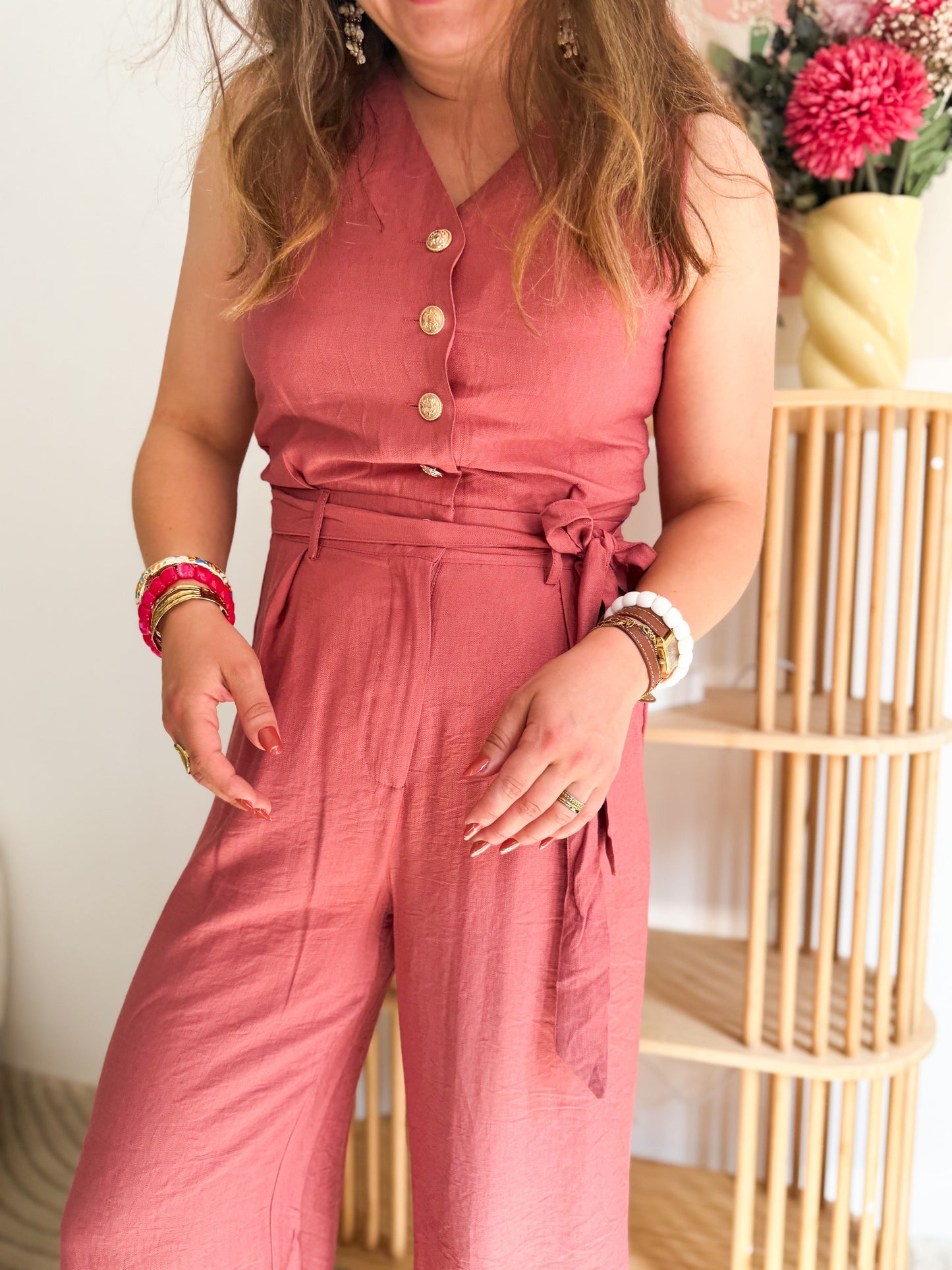 Combinaison fluide vieux rose