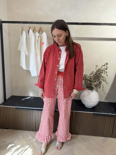 Pantalon à carreaux - Garance rouge