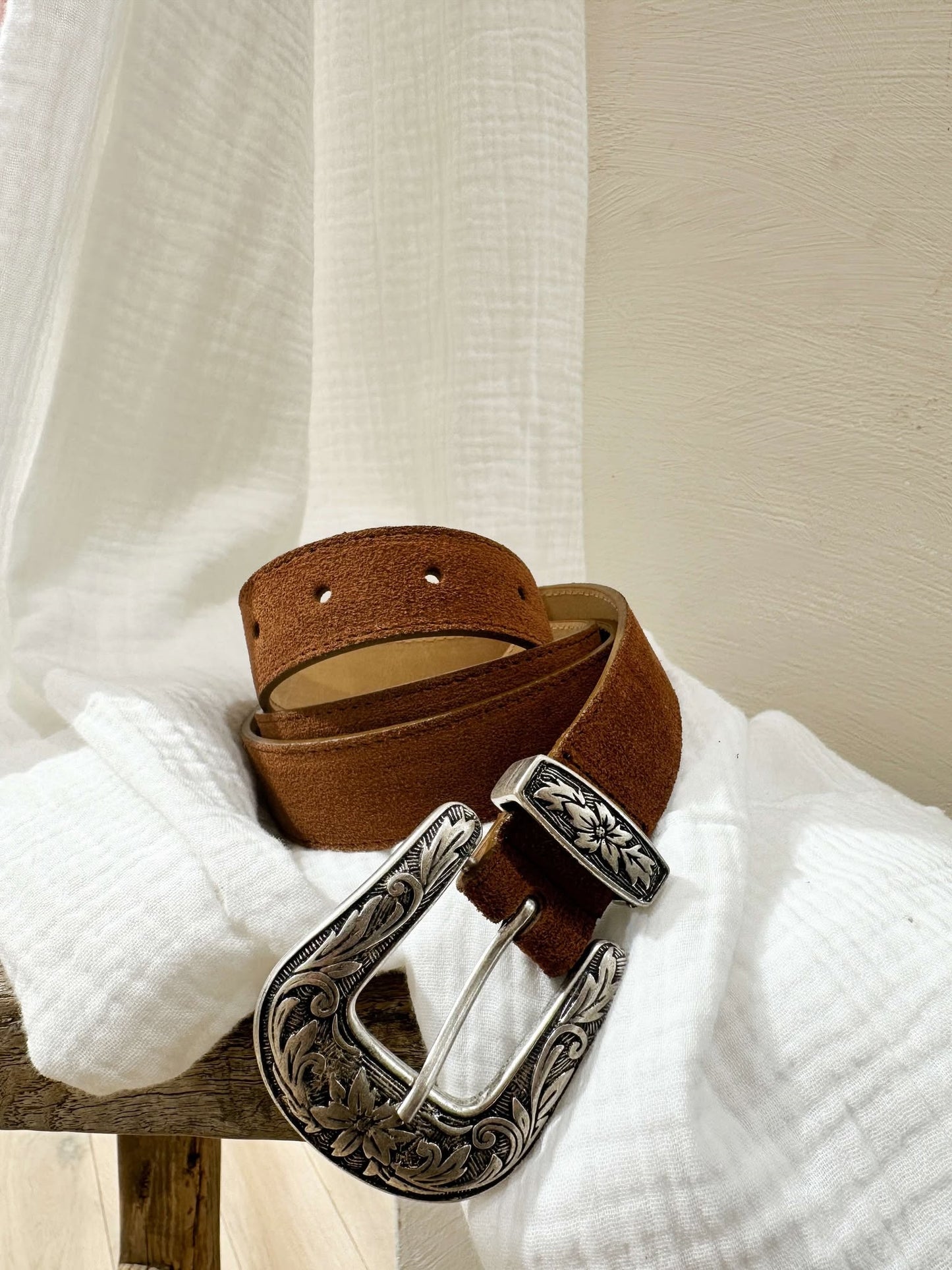 Ceinture camel boucle cow