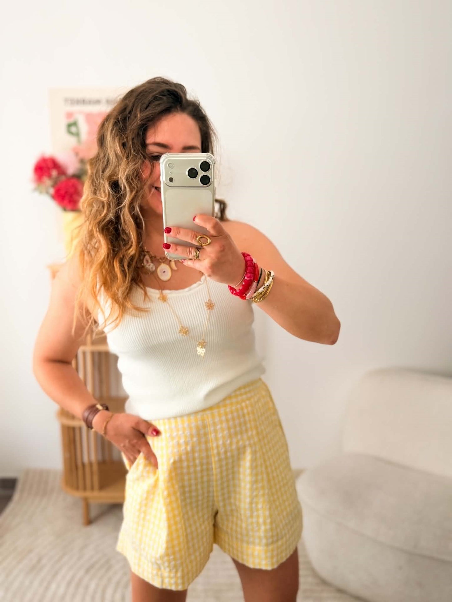 Short vichy jaune