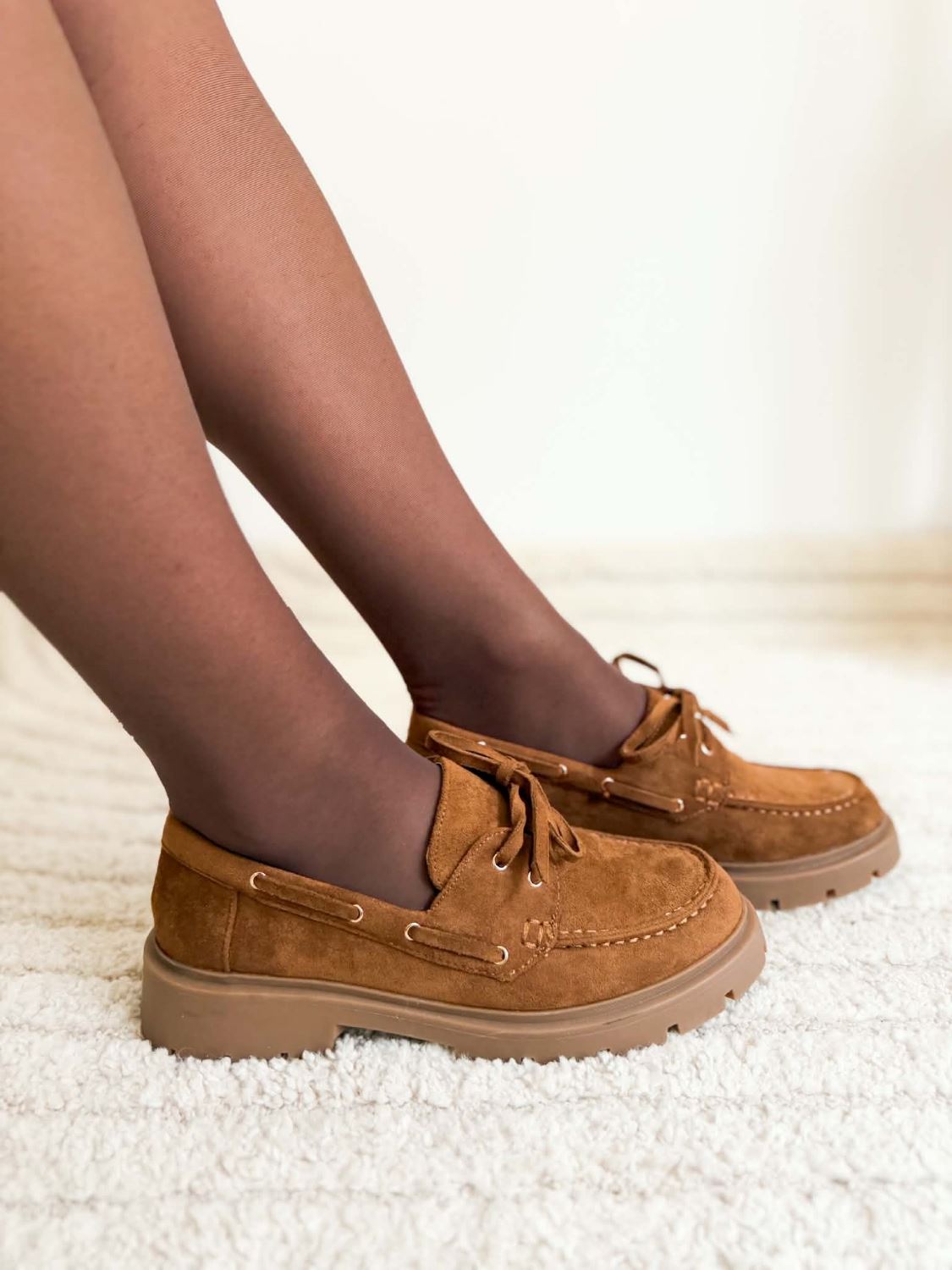 Mocassins camel à lacets