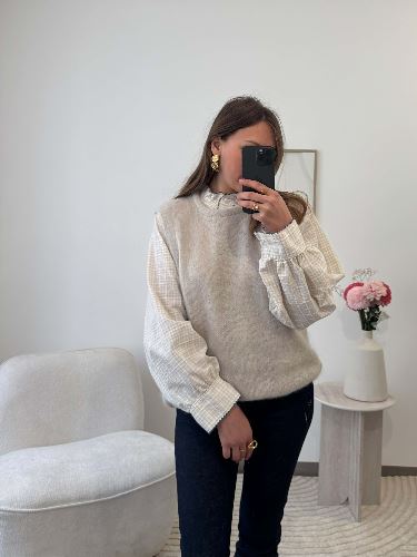 Chemise à carreaux - Beige