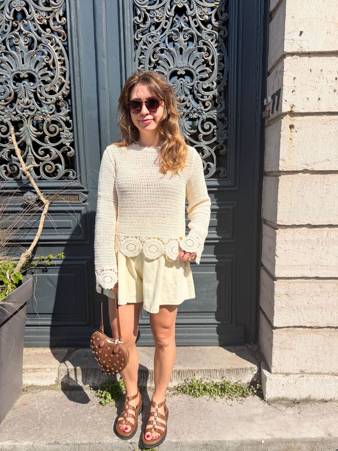 Short en jean beige