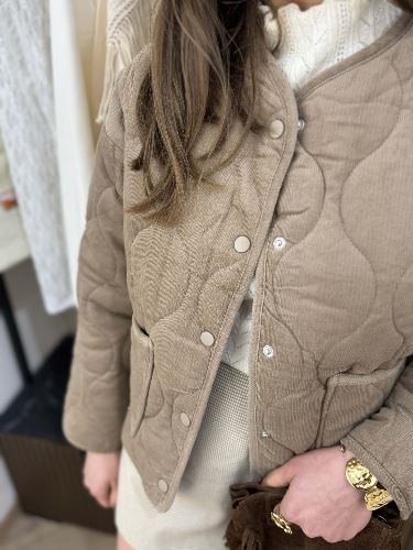 Veste velours matelassée taupe