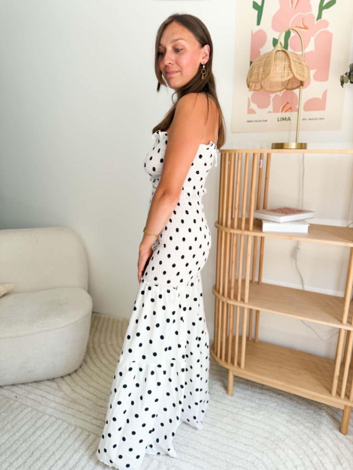 Robe longue à pois