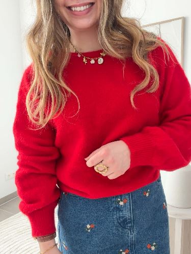Pull rouge - Nouer reversible