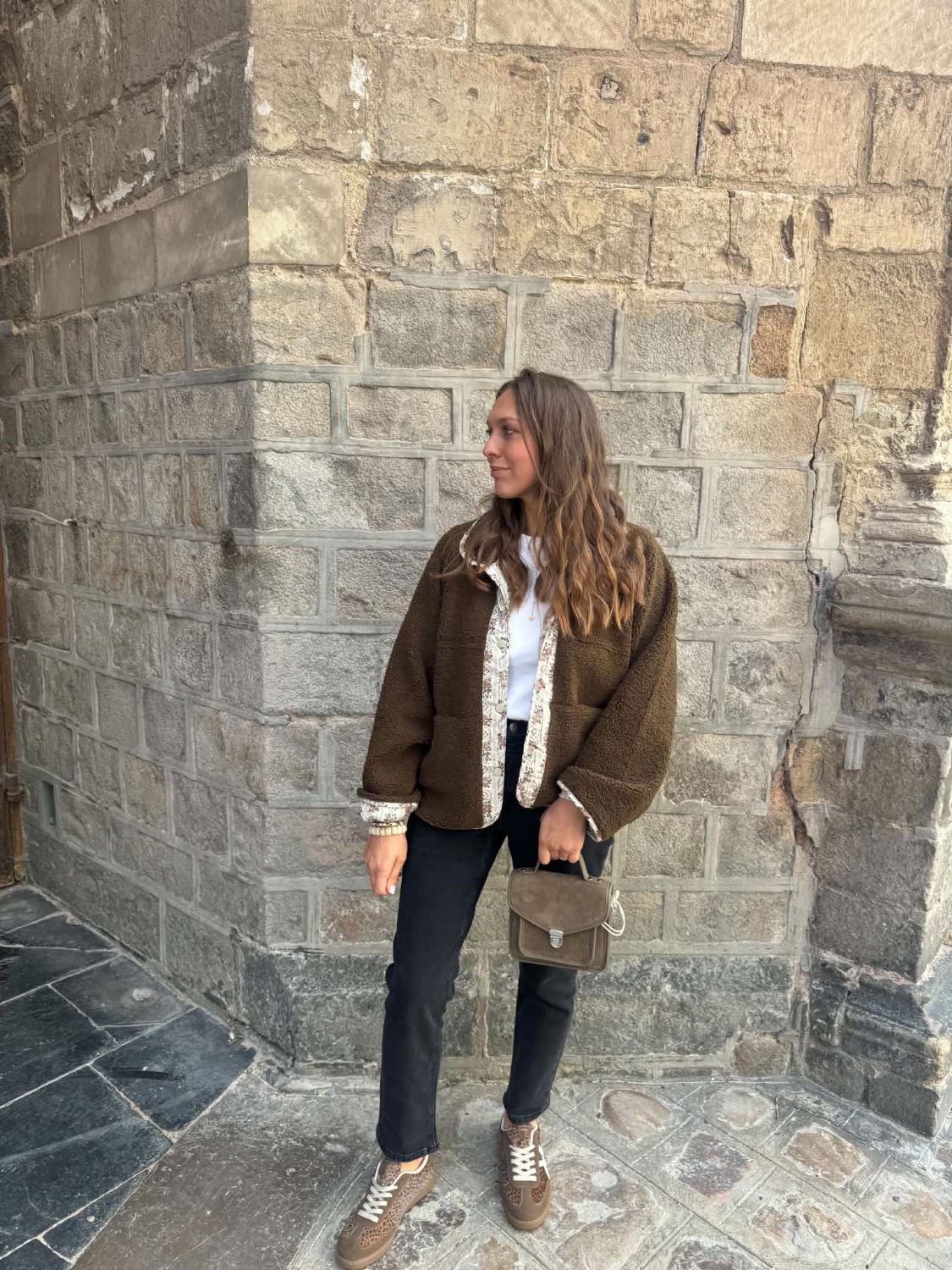 Veste bouclette kaki reversible