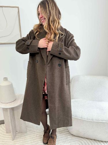 Manteau lainage long marron