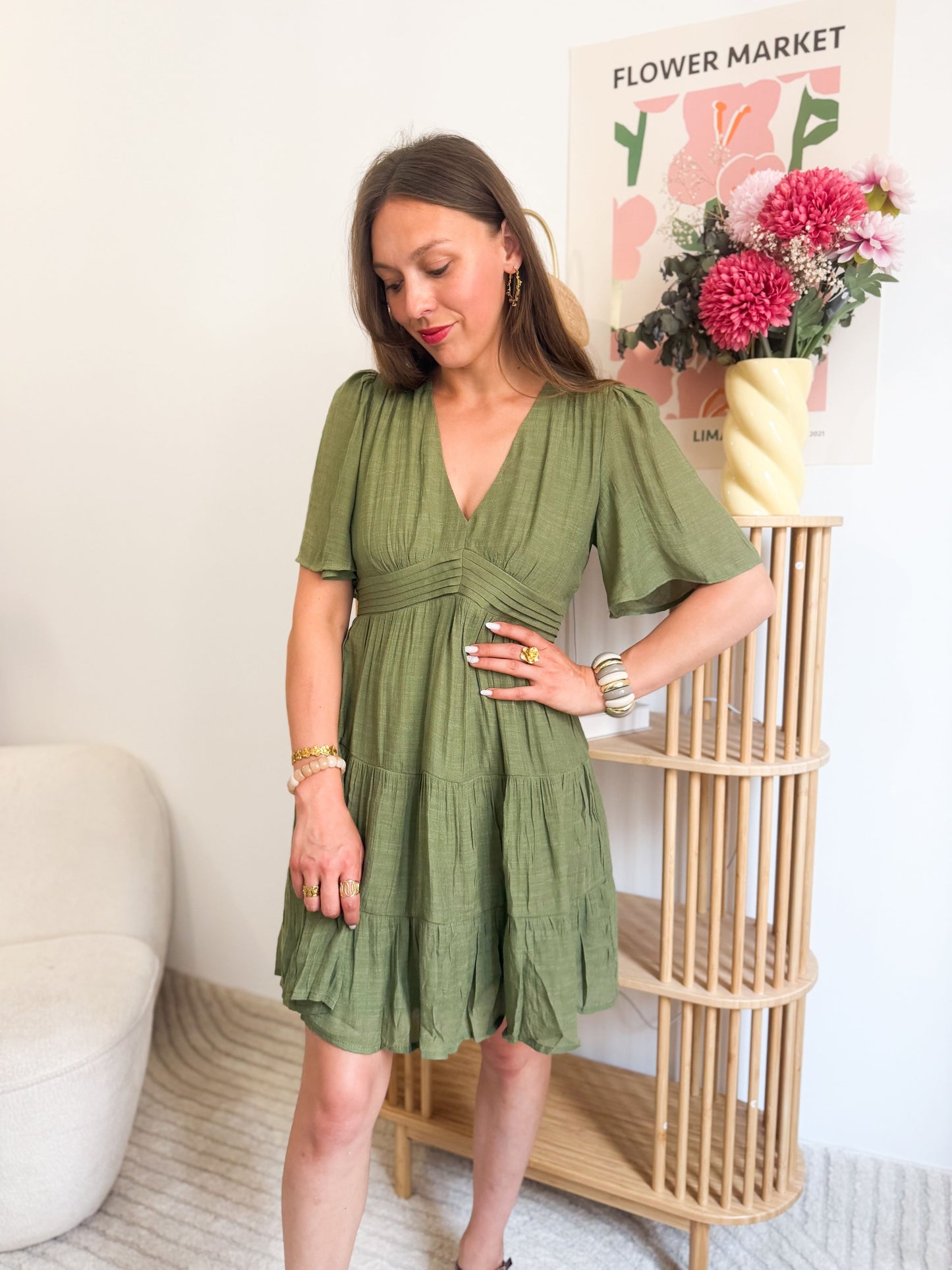 Robe fluide Lise - Kaki