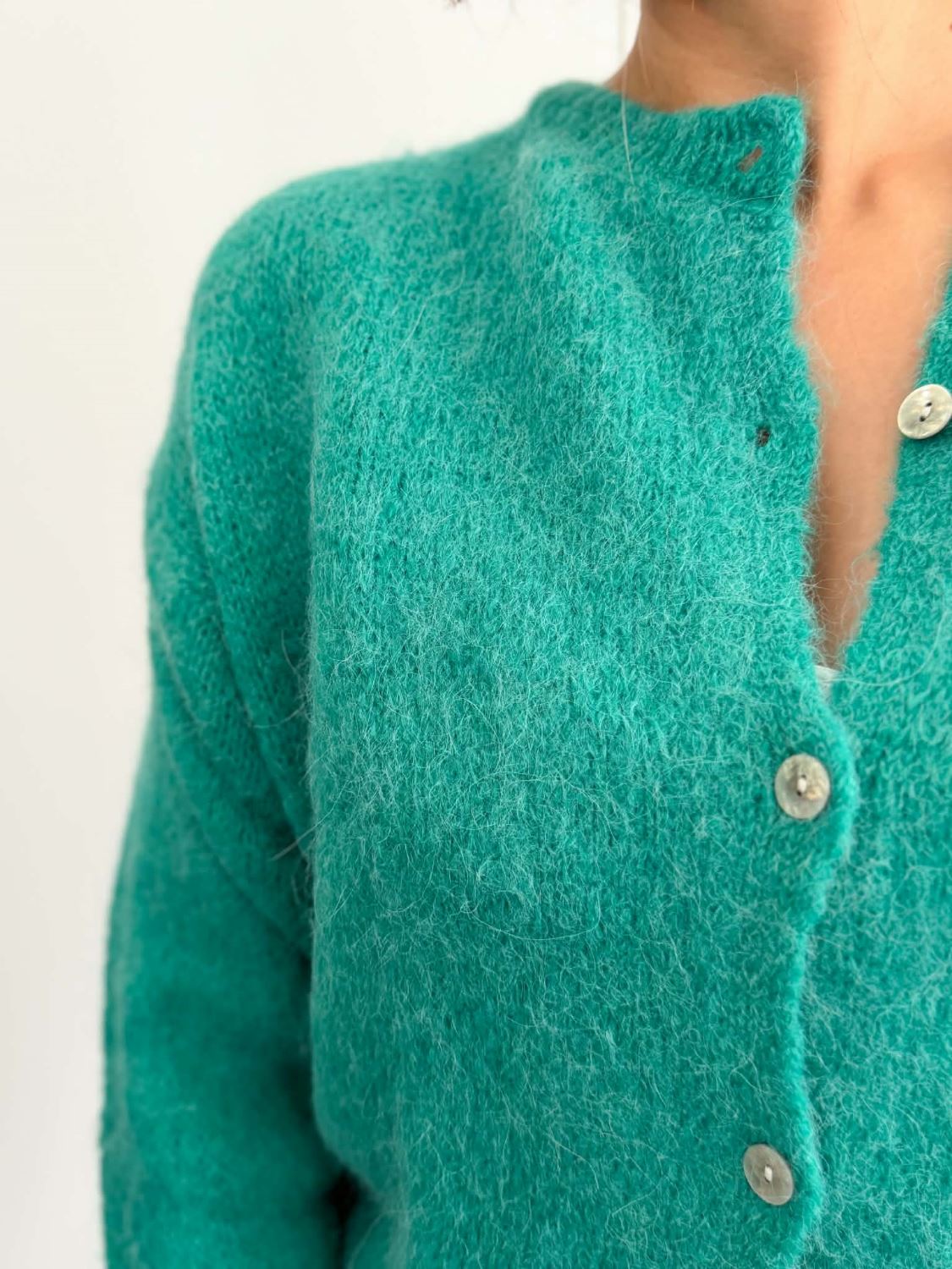Gilet maille alpaga vert