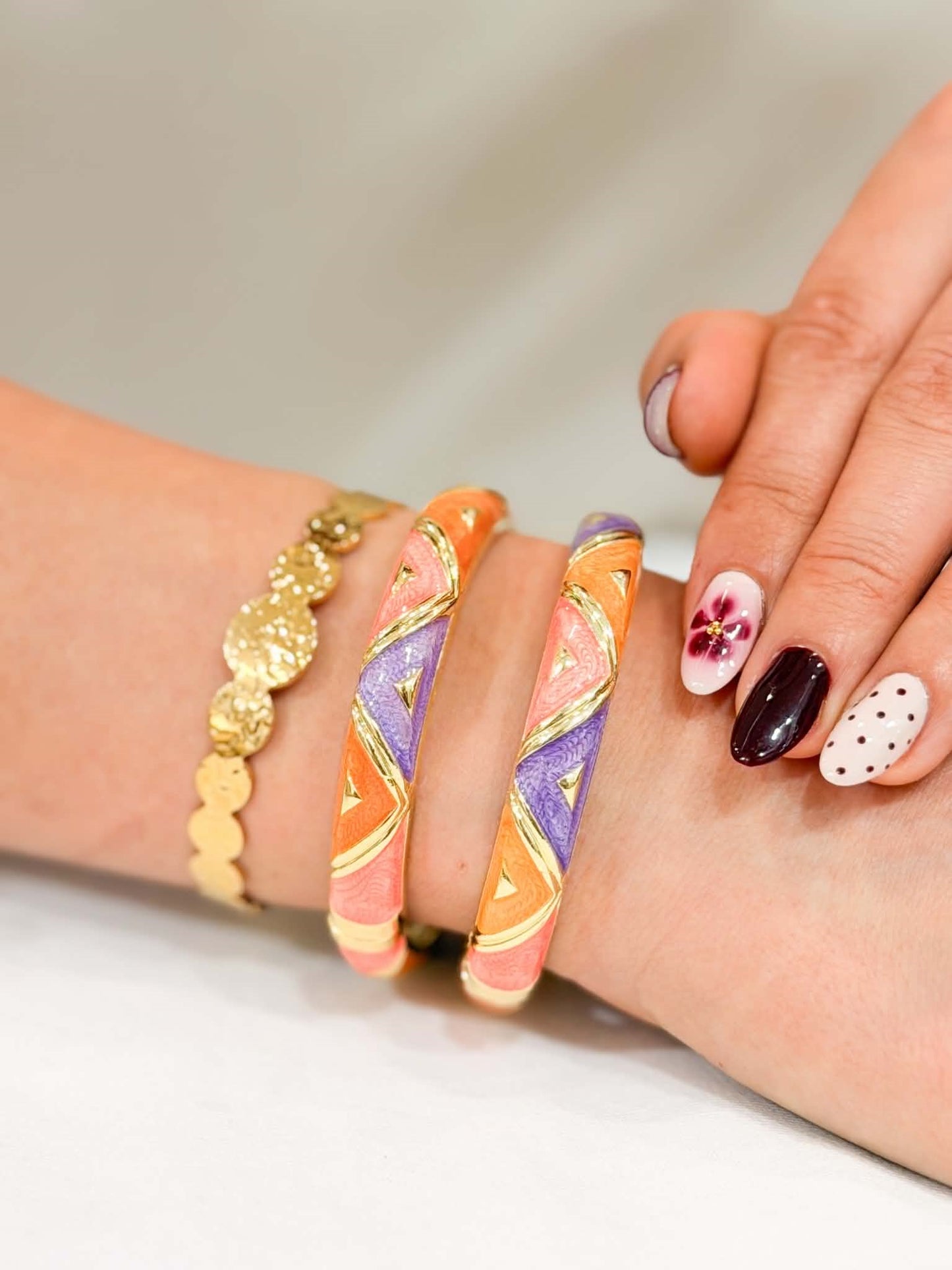 Jonc large orange violet et rose