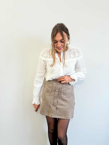 Jupe suédine taupe