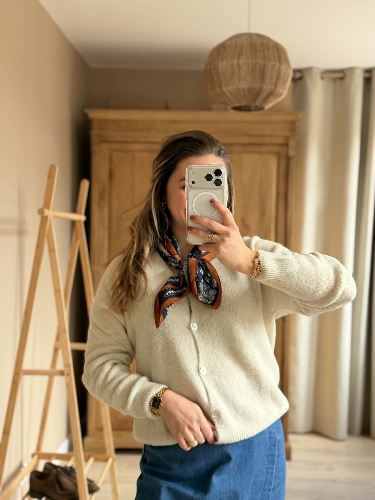 Foulard camel et marine - Cynthia