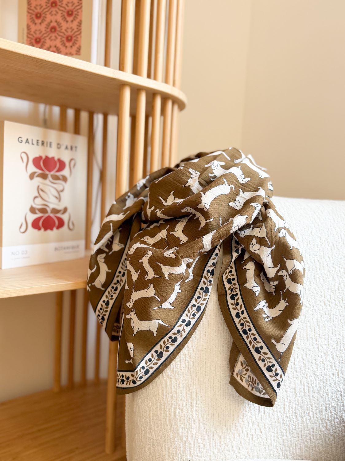 Foulard teckel kaki - 100cm