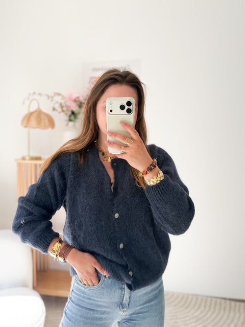 Gilet maille alpaga bleu marine