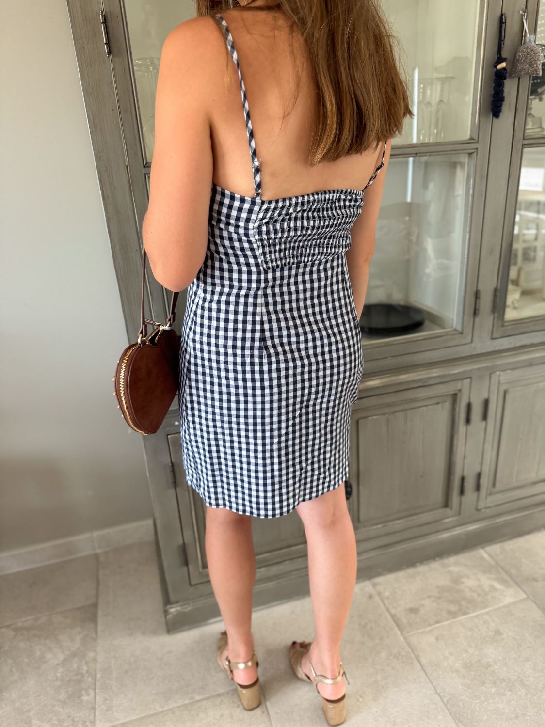 Robe vichy bleu marine
