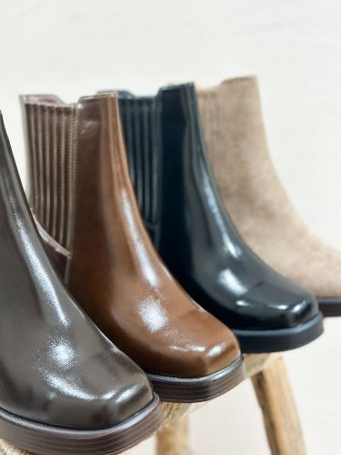 Bottines vernies - Cognac