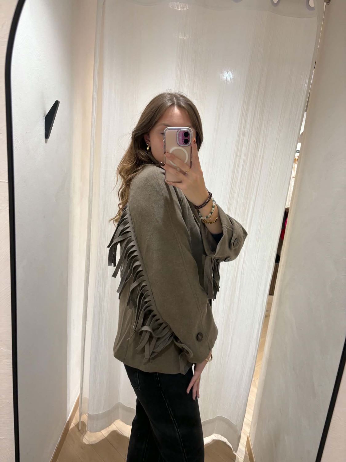 Manteau franges - Taupe