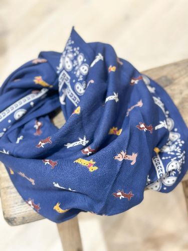 Foulard indien - Teckel marine