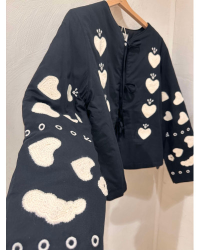 Veste matelasse noeuds coeur blanc