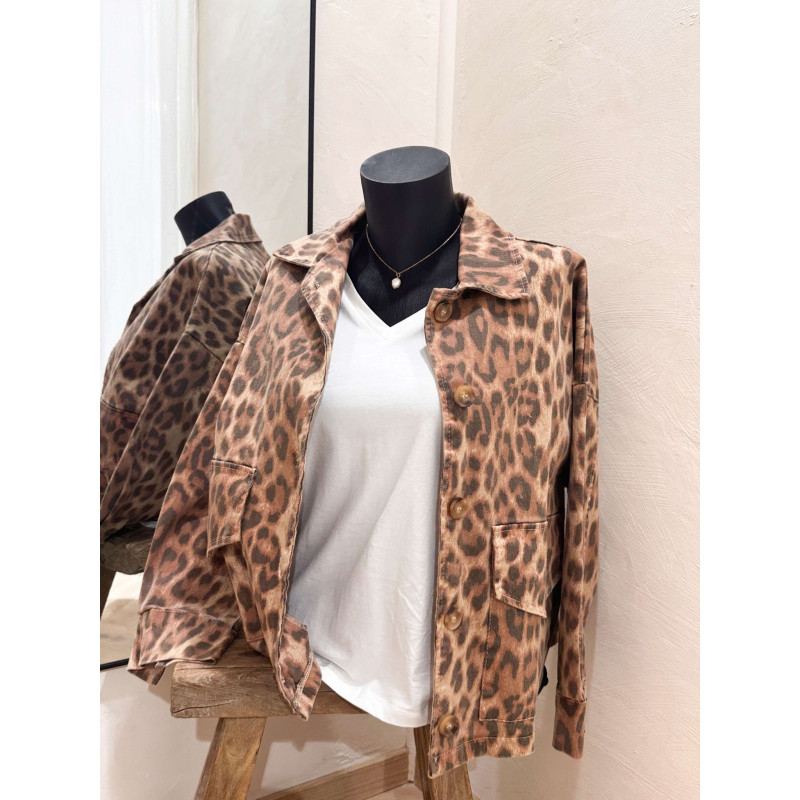 Veste en jean oversize tendance leopard automne hiver 2024