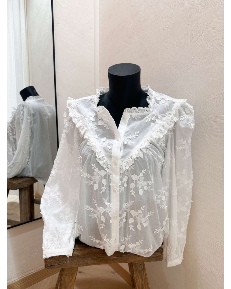 CHEMISE BRODERIE ANGLAISE BLANC