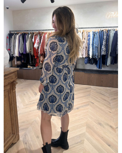 ROBE BOHEME FLEURS BLEU
