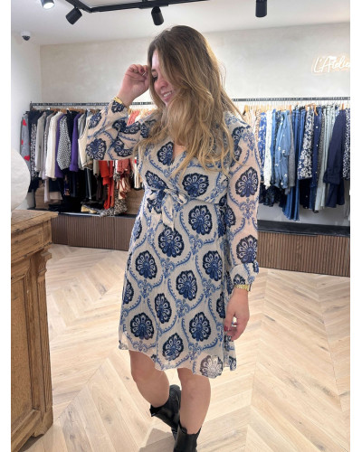 ROBE BOHEME FLEURS BLEU