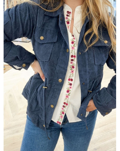 VESTE VELOURS BLEUE MARINE