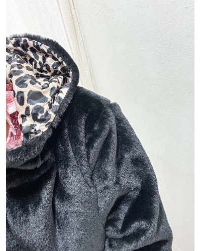 parkas reversible leopard noir