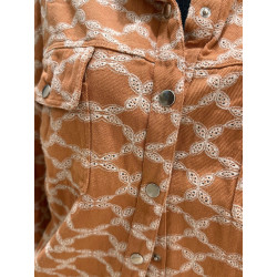 VESTE EN JEAN TERRACOTTA BRODEE