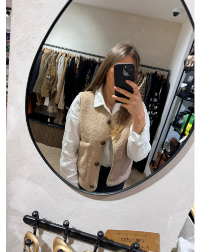 GILET BOUCLETTE CAMEL REVERSIBLE