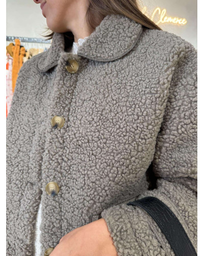 VESTE BOUCLETTE TAUPE