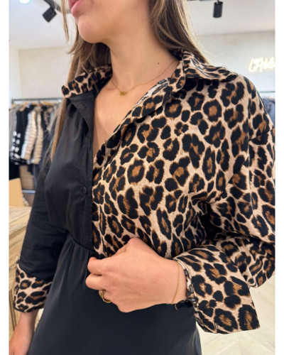 CHEMISE NOIR LEOPARD