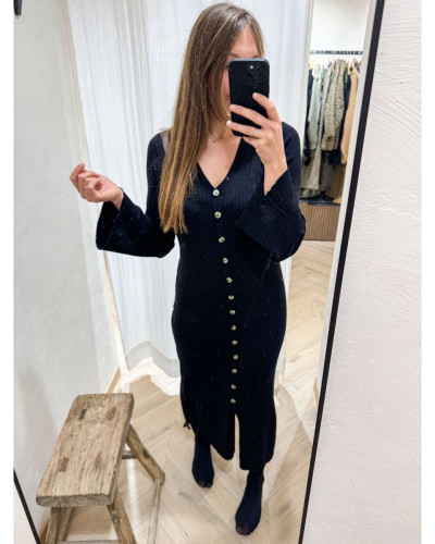 ROBE LONGUE NOIR COTELE