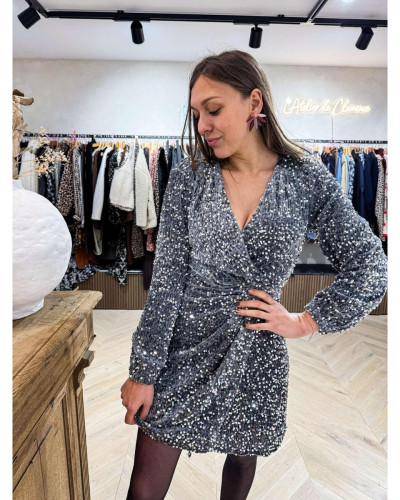 ROBE SEQUIN GRIS