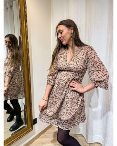 ROBE IMPRIMEE ROSE CAMEL