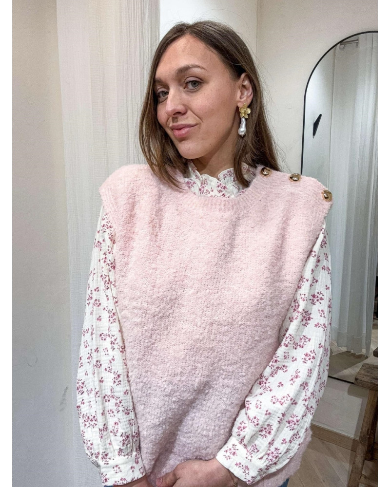 PULL SANS MANCHE ROSE