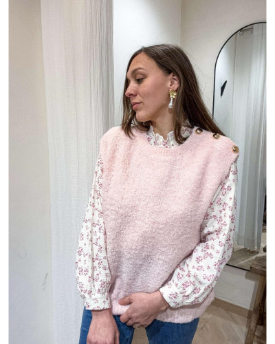 PULL SANS MANCHE ROSE