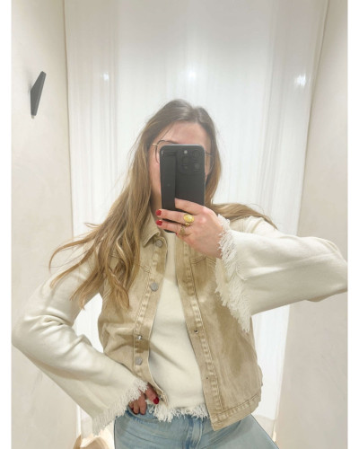 Veste en jeans sans manches beige