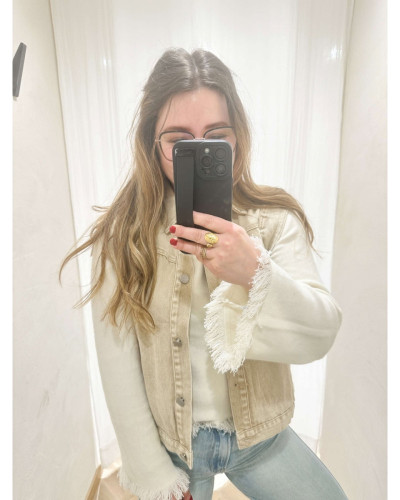 Veste en jeans sans manches beige