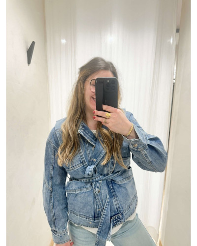 Veste en jeans epaulettes