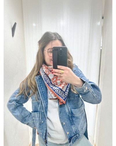 Veste en jeans epaulettes