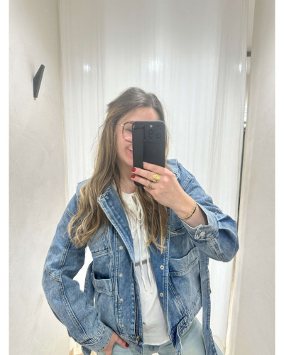 Veste en jeans epaulettes