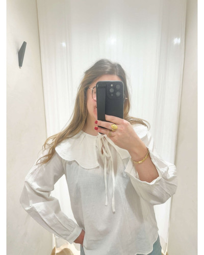 Blouse col claudine blanche